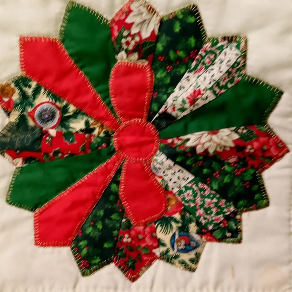 STUNNING Vintage Handmade Quilted Runner Christmas Table or Sofa Back Decor 62"